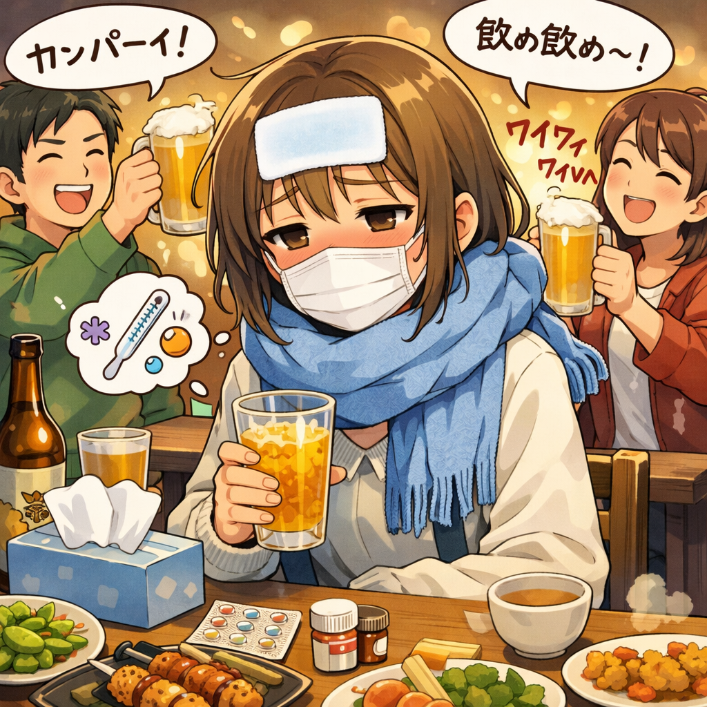 咳止め＋ビール